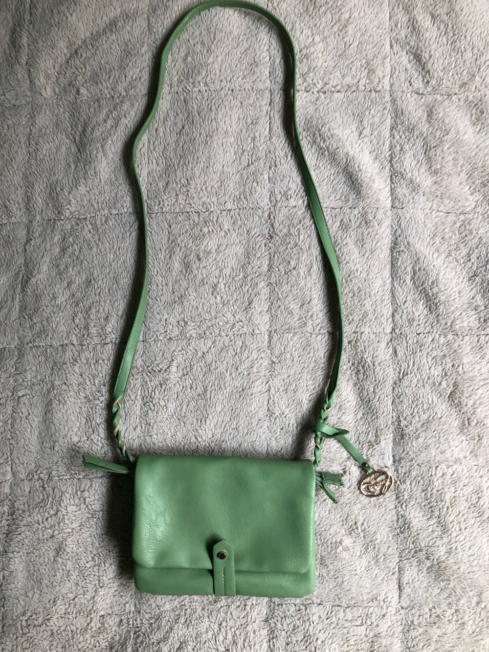 Y2K Coastal Boho Light Green Faux Leather Crossbody Bag Clutch Purse Western